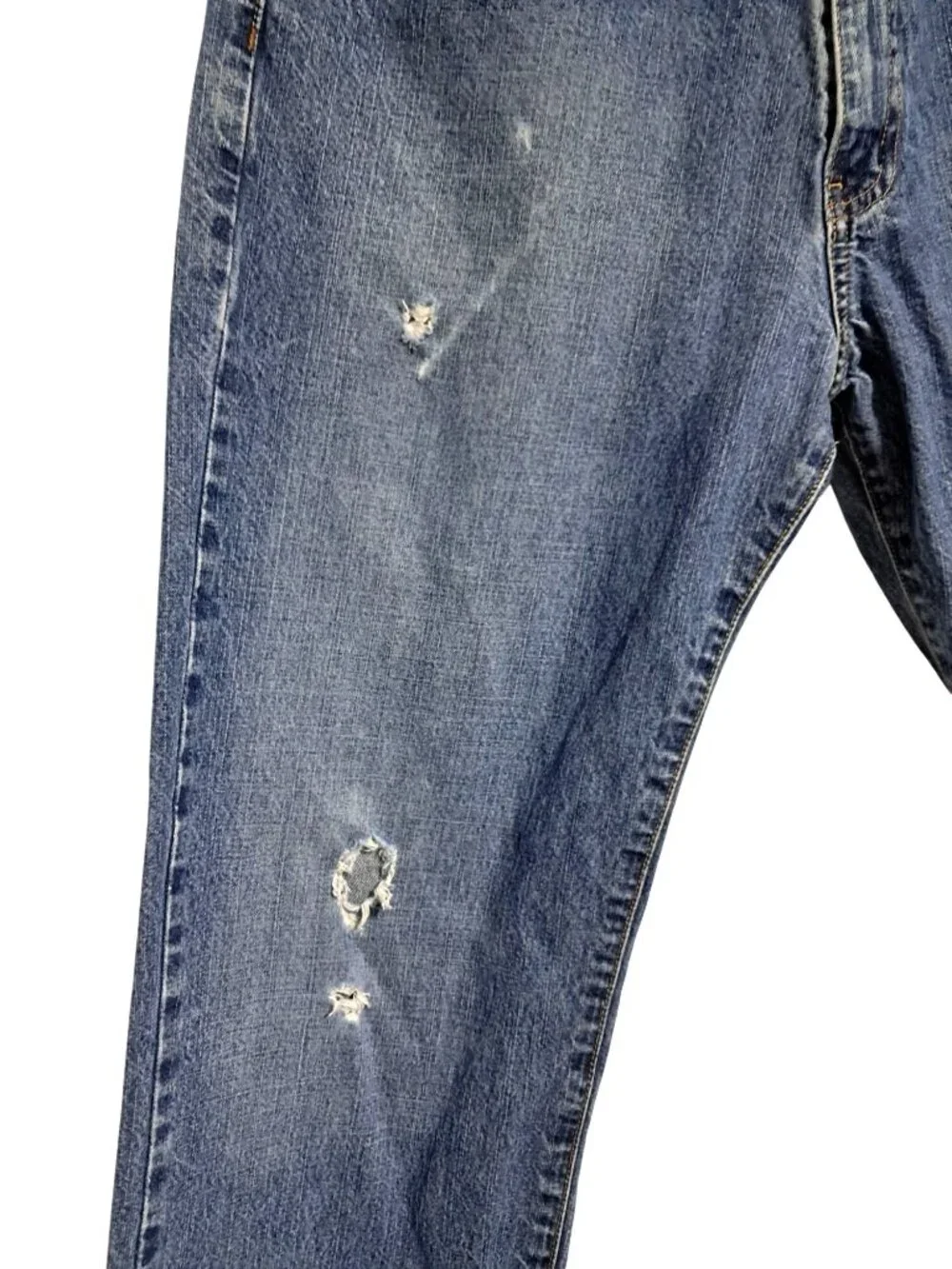 Polo Ralph Lauren Jeans Mens Size 34 Distressed Easy Fit Straight Leg Blue Denim